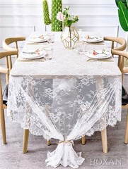 BOXAN 60×120 Inch Gorgeous White Lace 120″ x 60″ (Rectangular),