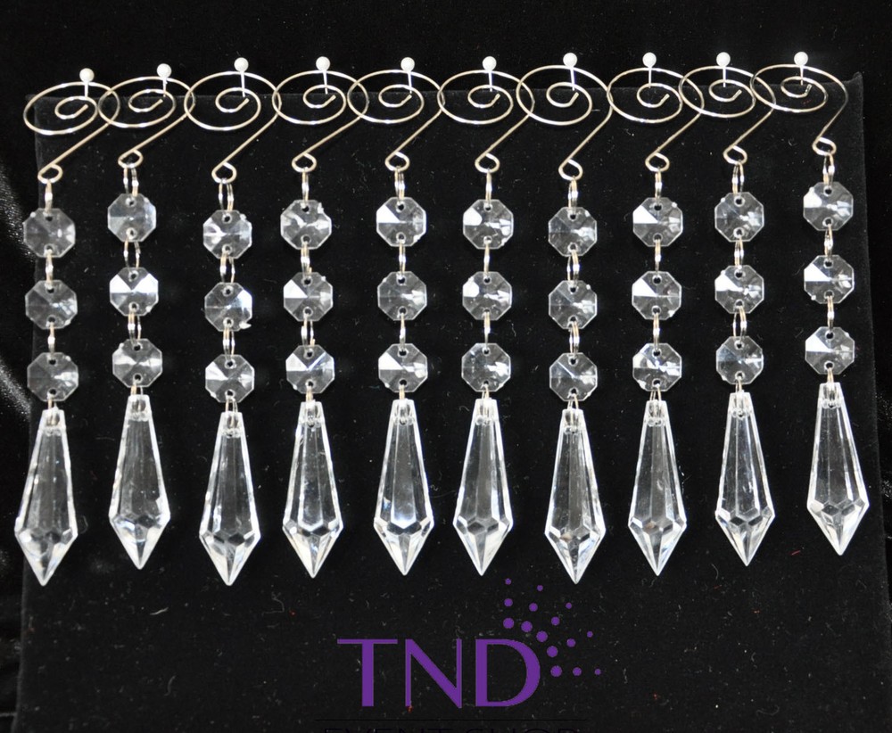 20 PCS ACRYLIC HANGING CRYSTALS ORNAMENTS WITH ICICLE PRISMS & SPIRAL HOOKS