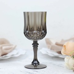 BLACK 6 Plastic 8 oz Crystal Cut Goblets WINE GLASSES Party Events Decorations