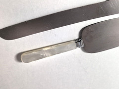 Vintage Sheffield Cake Knife Server Set Faux Pearl Handles England