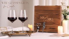 AW Bridal Mr and Mrs Wine Glasses Wedding Gift Set with Box