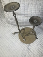 West Elm Set/2 WROUGHT ALUMINUM CANDLE STAND CANDLE HOLDER PILLER 18.5” & 12”