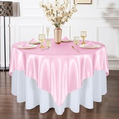 72 Inch Satin Square Tablecloth Overlay Pcs Square Tablecloth Cover, 6 Pink