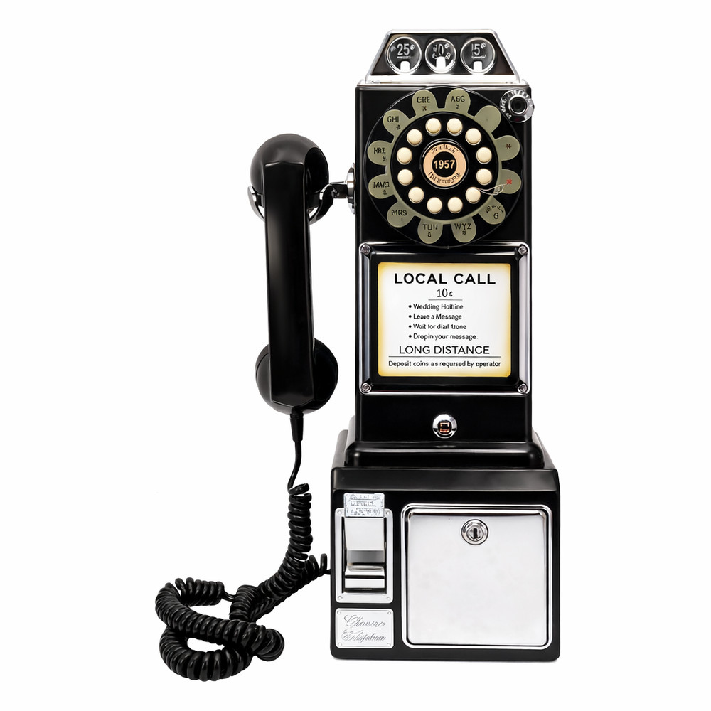 CR56-BK 1950’s Payphone with Push Button Technology. Black Wedding Audio Guest