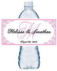 50 PERSONALIZED BLUSH PINK MONOGRAM WEDDING FAVORS WATER BOTTLE LABELS