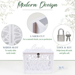 DIY White Wedding Card Box with Lock PVC for Baby Shower Birthday Bridal