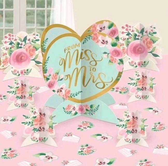 «Mint to Be» From Miss To Mrs Floral Bridal Shower Table Decor 3 Packs Lot NWT