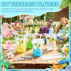 30 Sets 34 oz Drink Buckets with Lids and Straws, Disposable 30 PCS Clear