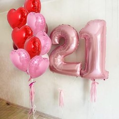 30Pcs 18 Inch Red Pink Heart Balloons Valentine’s Day Heart 30pcs-pink Red