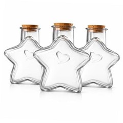200ml Star-Shaped Glass Jar with Cork Lid Decorative Clear Glass Bottles Home
