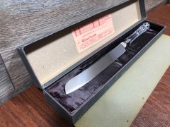 VTG 1990 WATERFORD CRYSTAL BRIDAL CAKE or CARVING KNIFE 14.25” LONG / BOX MINT