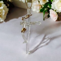 20 Pcs Hangable Crucifix Hand Blown Glass Mexican Art Work Religious Party Favor
