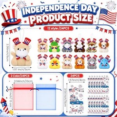Wiwiqing 24 Set 250th Anniversary Mini Stuffed Animal Bulk 4th Independence Day