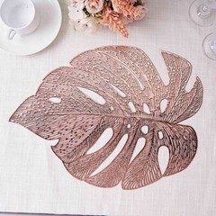 6 Metallic 18-Inch Monstera Tropical Leaf Design Vinyl PLACEMATS Decorations