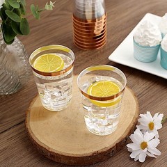 CLEAR ROSE GOLD RIM 9 oz Disposable Plastic Cups Wedding Party Tableware Sale