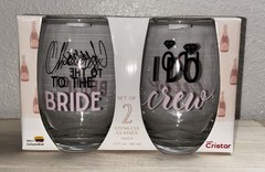 New Bride & I Do Crew Stemless Wine Glasses Bridal Party Gift Set Bridal Shower