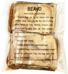 Pack of 100 3.54″X4.72″ Heavy Duty Gold Drawstring Organza Jewelry Pouches Weddi