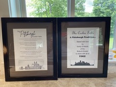 Two Pittsburgh Cookie Table Signs Wooden Matted Framed Rustic 15.25 X 18.25″