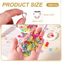 1000Pcs Acrylic Heart Gems, Heart Shaped Bauble Vase Fillers Ornaments, Pink