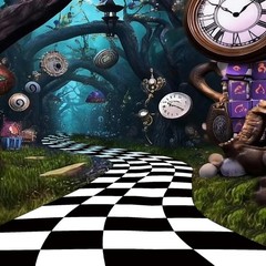 47 x 118 Inches Wonderland Party Decoration Black and White Aisle Runner Rug .