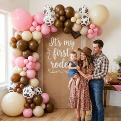 Cowgirl Balloon Arch Kit, Brown Pink Ivory White Cow Print Balloons with «Yee…