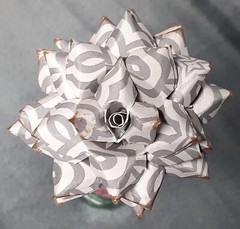 Handmade Paper Flower on stem (Gray Pattern No.3) for Wedding, St. Valentine’s