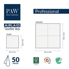 PAW – 50 Pieces Airlaid Paper Linen-Feel Napkins 16″ x 16″, Monocolor Disposa…