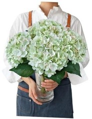 Light Silk Hydrangea Artificial Flowers, 4PCS 21″ Large Lifelike Faux Green