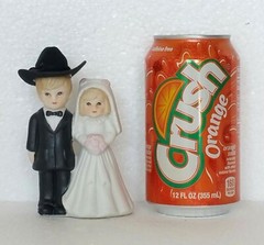 Wedding Cake Topper Figurine Porcelain Bride & Groom Western Cowboy