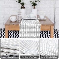 12 x 108 Inches Disco Party Table Runner Mirror Silver Table Cover 70s Disco …