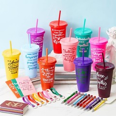 12 Sets/48 Pcs Appreciation Gifts for Employee, 24oz Inspirational Plastic Cups