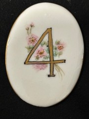Porcelain Handcrafted Floral Table Markers – Wedding/Party – Set of Four (4)