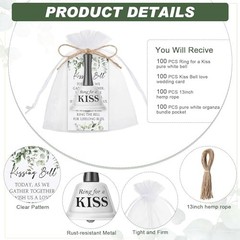 Wedding Kissing Bells Bulk Party Favors – Mini Bells with Organza Bags & Cards (