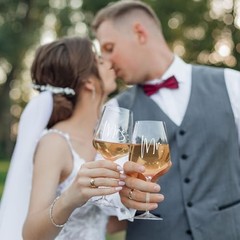 AW Bridal Mr and Mrs Wine Glasses Wedding Gift Set with Box