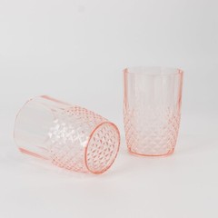 TRANSPARENT BLUSH 16 oz Crystal Cut Plastic DRINKING GLASSES Party Events Home