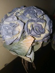 2 Artificial Vintage Dusty Blue Roses Wedding Bouquet Bridesmaid Home Decor