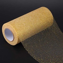 Glitter Tulle Roll Sparkling Tulle Ribbon Fabric Spool for Wedding Gold