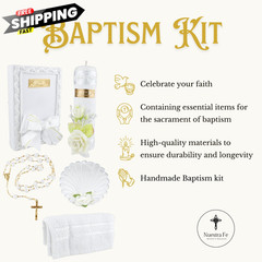 5 Pcs White Baptism Candle Set for Girls and Boys – Velas para bautizo
