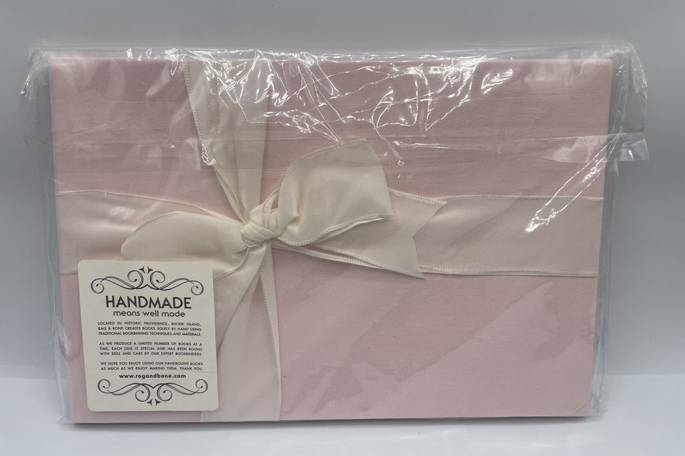 Rag & Bone Bindery Signature GUEST BOOK Pink & White Bow Wedding