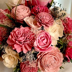 Sola Wood Flower Centerpiece with – Blush, Pink Cream & Natural Tones 13″X 13″