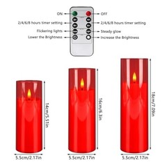 24-Pack Red Flameless LED Candles – Remote Control & Timer, 24pcs-Red Acrylic
