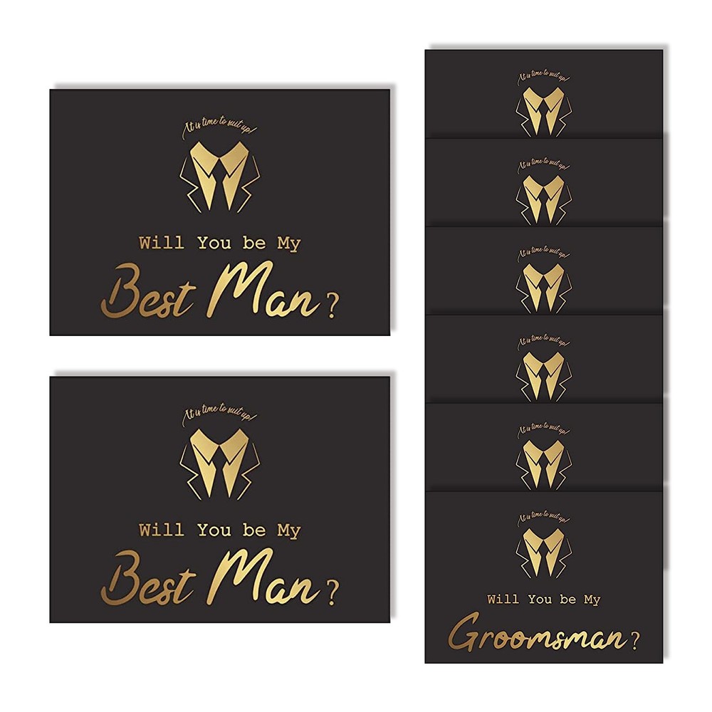 Set of 8 Groomsmen Cards, 6 Pieces Will You Be My Groomsman and 2 Pieces Will…