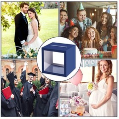 Navy Blue Card Box Clear Window Thickened Wedding Money Reception Graduation