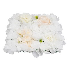 12PCS White Silk Artificial Flower Wall Panels Backdrop With 100 Cable Ties