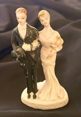 Antique Bisque Porcelain Wedding Cake Topper 1920’s