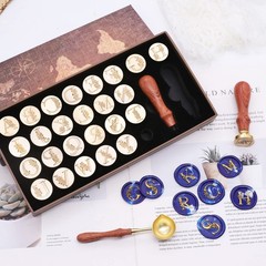 SWANGSA Initial Alphabet Wax Seal Stamp Kit, Vintage Botanical Leaves 26 Lett…