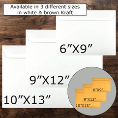 500 Cashier Depot – 6″ x 9″ Booklet Envelopes, 24 lb White Wove Paper, Gummed…
