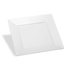 40 White 8″ Square Plastic Appetizer Plates Designer Party Tableware NEW