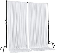 10 feet x 10 feet Polyester Backdrop Drapes 60″W x 120″L (Pack of 2) White