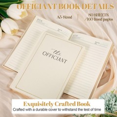 Engrowtic Wedding Officiant Book Personalized Linen Hardcover Cream, Black